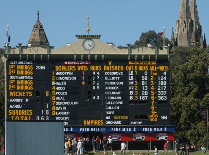 Adelaide Oval scoreboard - Lehmann's final first class innings