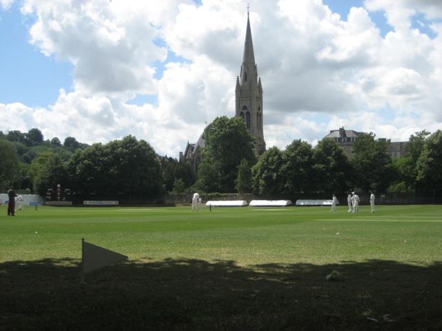 Bath cricket ground and church spire
