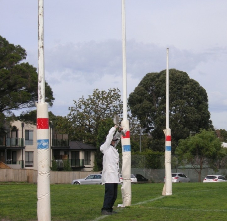 FIDA goal umpire Kenny - an enthusiastic flag waver.