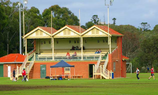 Great grandstand. No scoreboard.