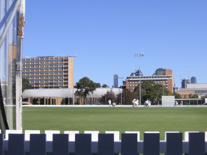 View from the portable scoreboard. 