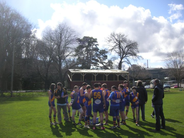 The Williamstown reserves get ready for a big second half.