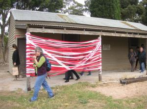Changerooms and run-through banner