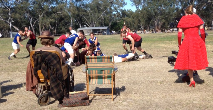 Kate Winslet (right in red dress), Judy Davis (seated left).