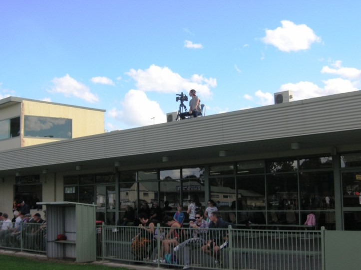 The Red Onion cameraman atop the Eagles' clubrooms.